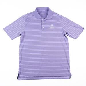 Bobby Jones Polo Shirt Large Purple Striped St Andrews Links Golf Performance